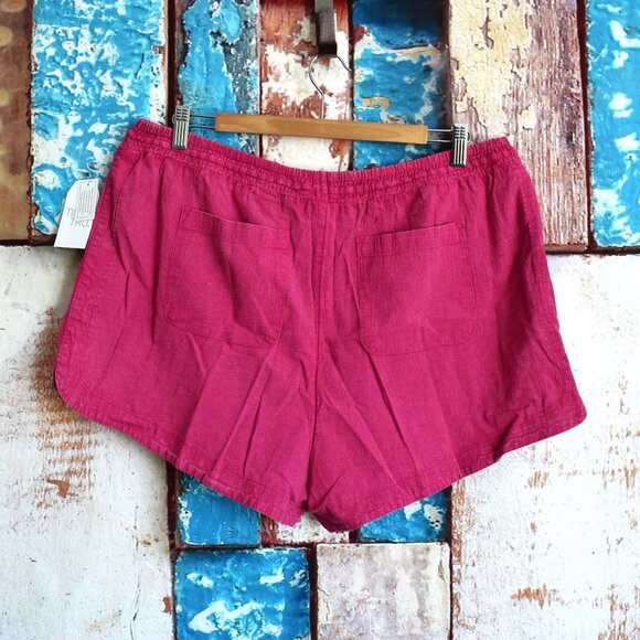 Women's Time and Tru Garment Dye Pull On Shorts LARGE Hot Pink NEW - Picture 5 of 8